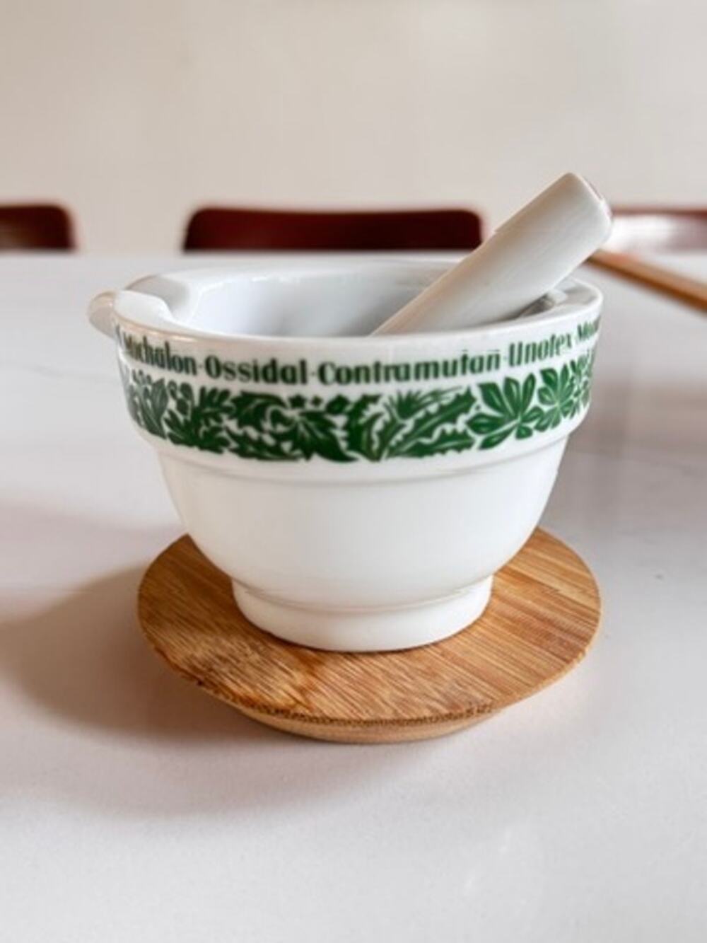 Vintage German Pharmaceutical Mortar Pestle Porcelain Apothecary Contramutan Rx